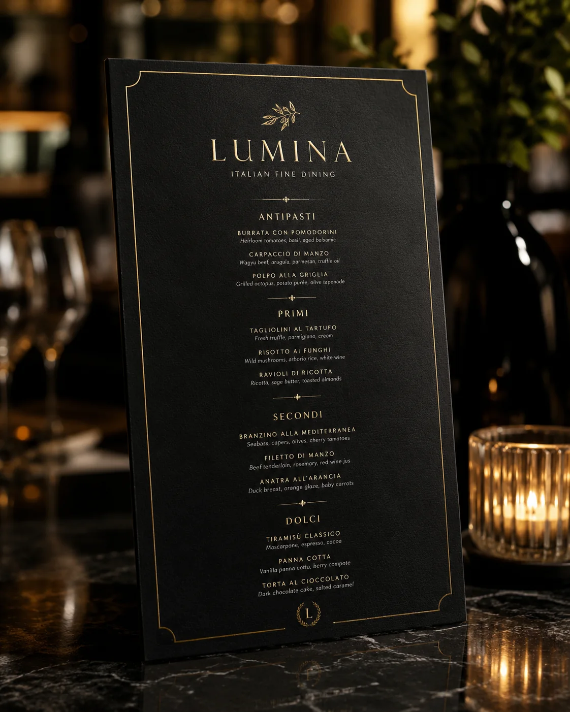 Lumina restaurant menu