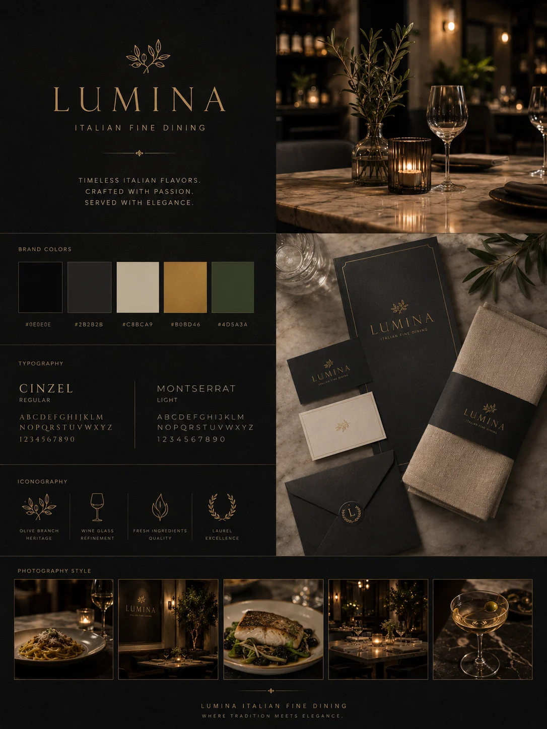 LUMINA brand identity board
